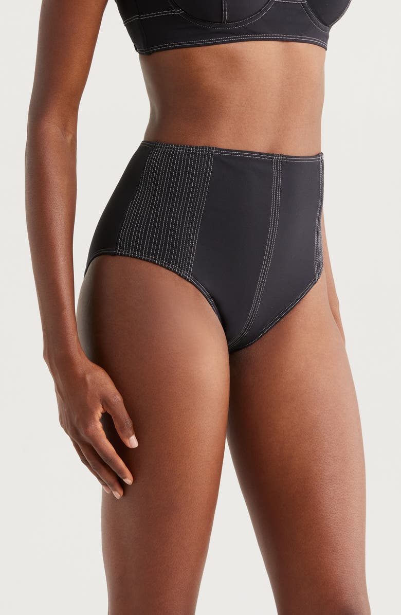 Ulla Johnson Kiele High Waist Bikini Bottoms, Alternate, color, Noir