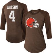 Majestic Threads Women's Majestic Threads Deshaun Watson Brown Cleveland Browns Name & Number Raglan 3/4 Sleeve T-Shirt