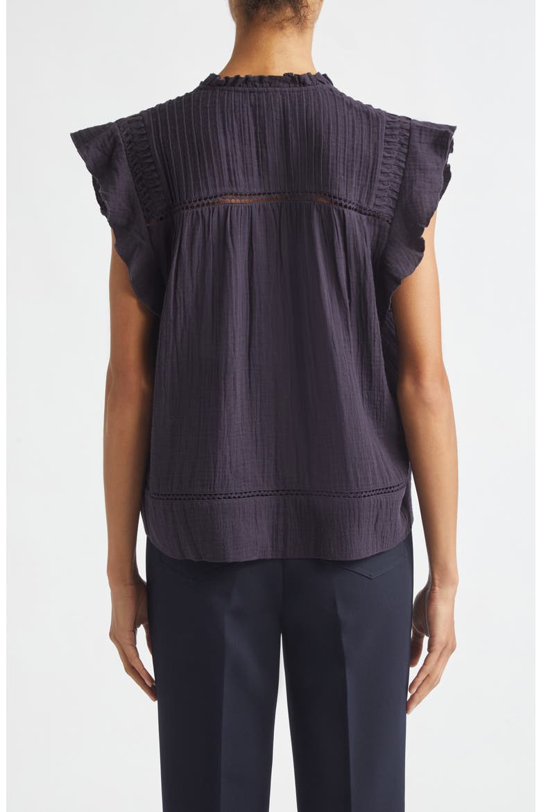Florie Pintuck Ruffle Top, Alternate, color, NAVY