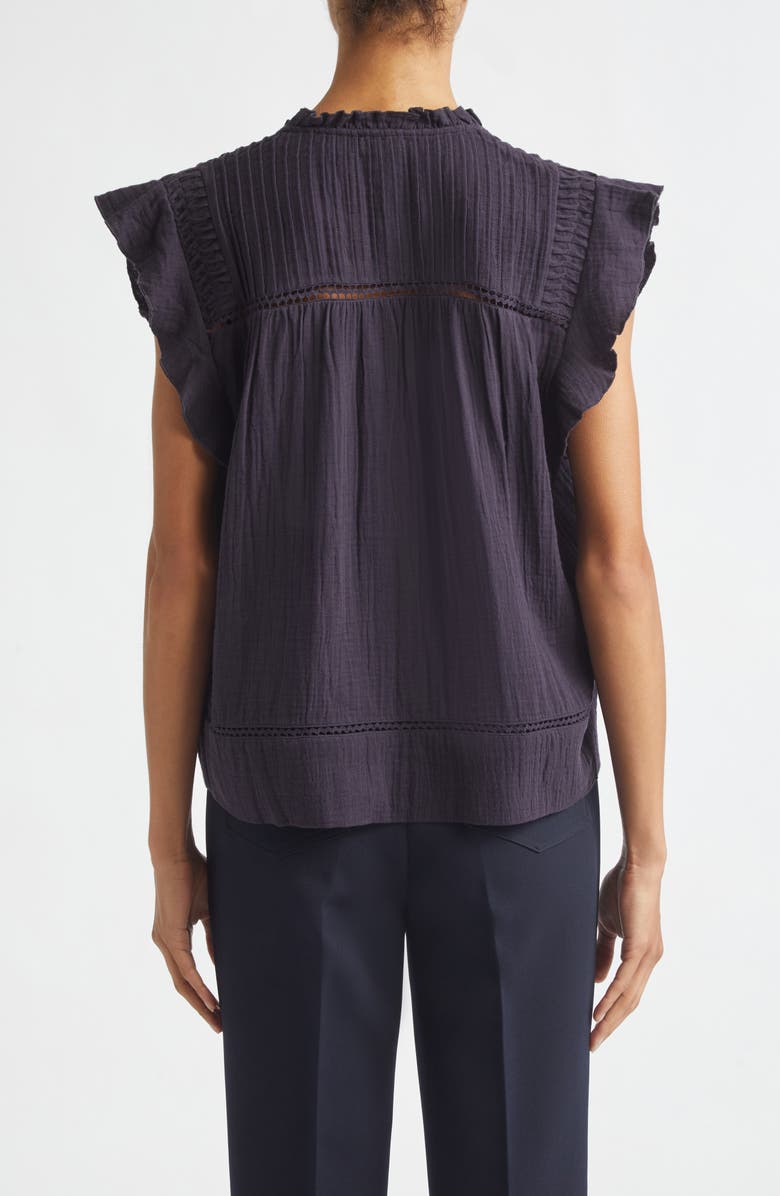 Reiss Florie Pintuck Ruffle Top, Alternate, color, Navy