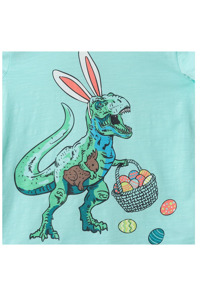 Kids' Easter Dinosaur Cotton Graphic T-Shirt, Alternate, color, AQUA DINO