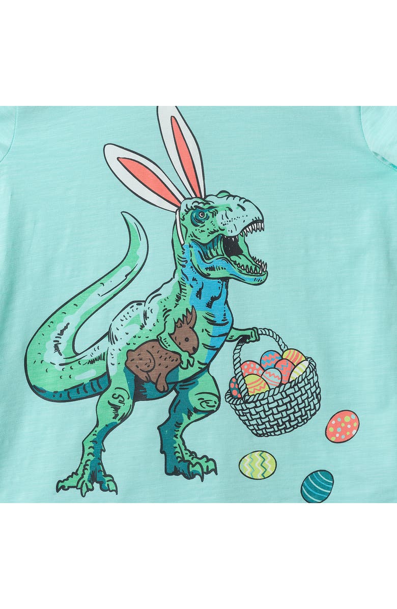 Andy & Evan Kids' Easter Dinosaur Cotton Graphic T-Shirt, Alternate, color, Aqua Dino
