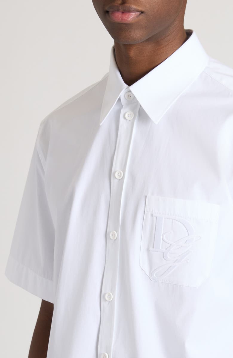 Dolce&Gabbana Logo Cotton Button-Up Shirt, Alternate, color, Bianco Ottico