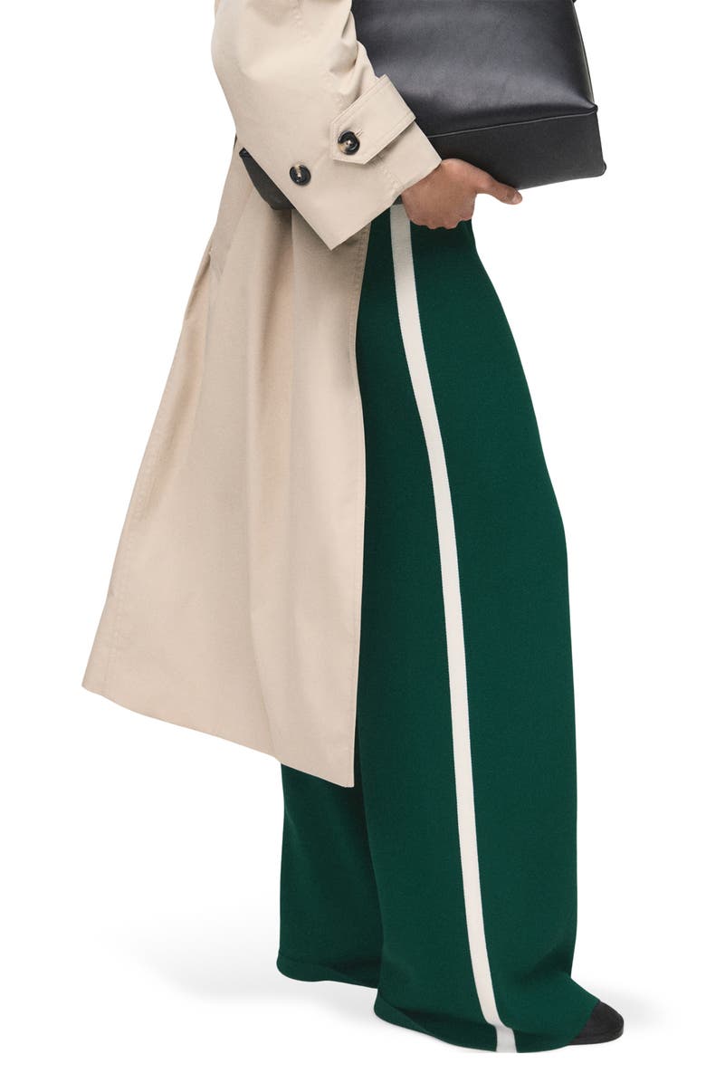 MANGO Side Stripe Pull-On Straight Leg Knit Pants, Alternate, color, Dark Green