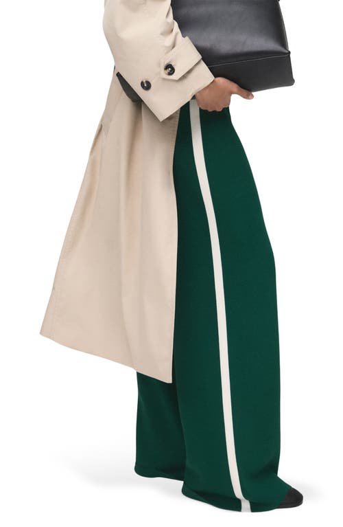 Mango Side Stripe Pull-on Straight Leg Knit Pants In Green