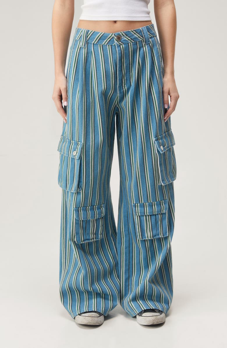NASTY GAL Stripe Wide Leg Cargo Pants, Main, color,