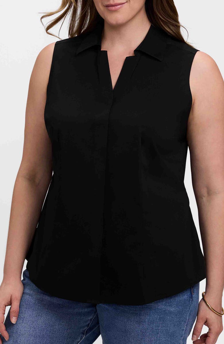 Foxcroft Taylor Non-Iron Sleeveless Button-Up Shirt, Main, color, Black