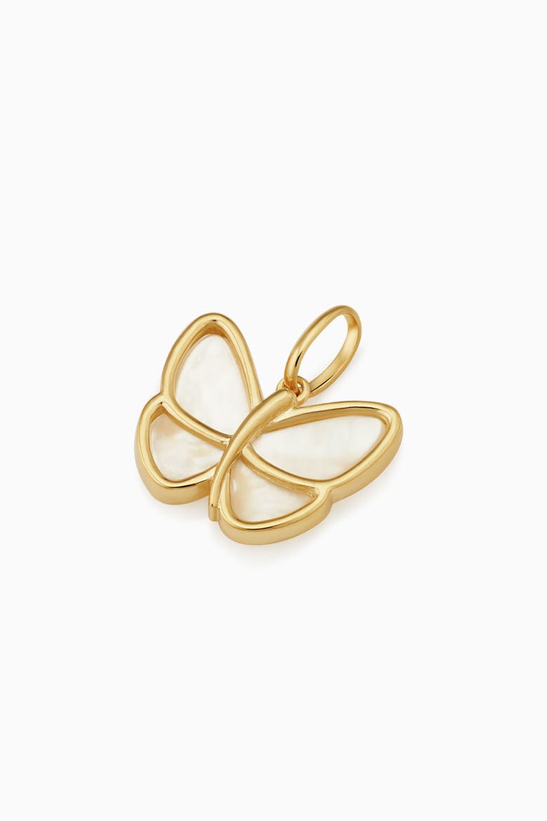 14K Gold Flutter By Pendant Charm, Alternate, color, Yellow Gold, Mother of Pearl