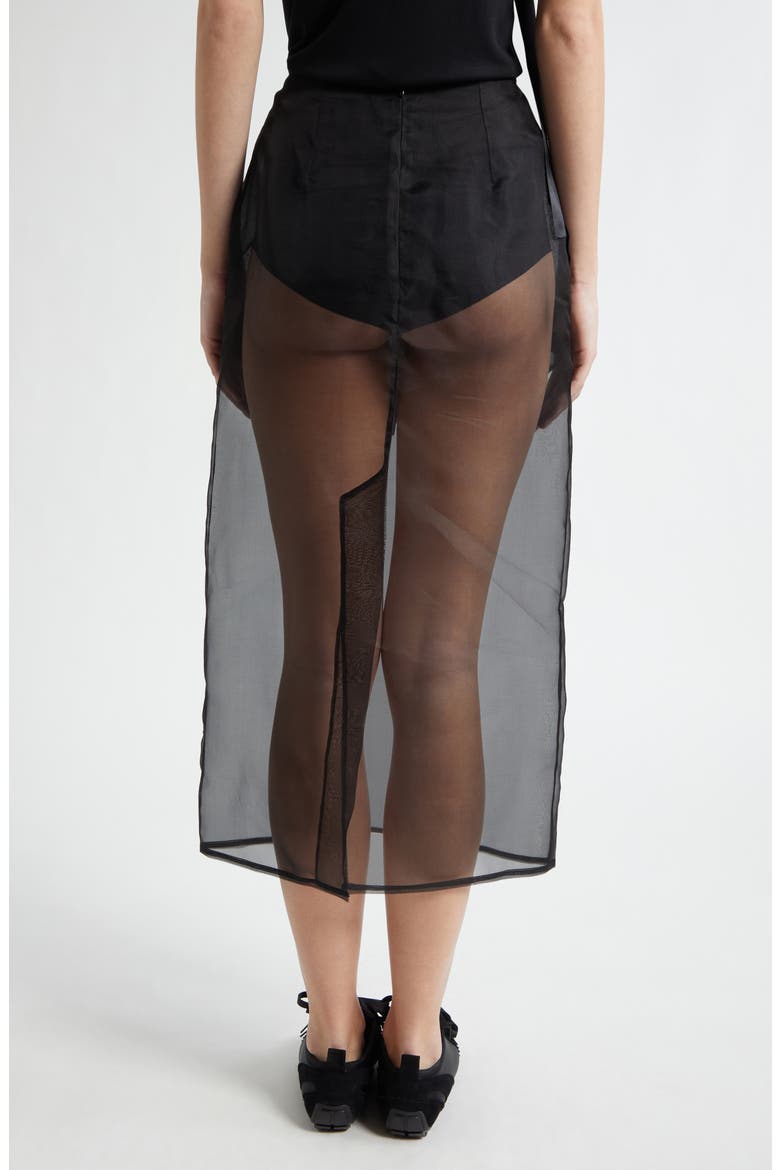 Sheer Frayed Column Pencil Skirt, Alternate, color, BLACK/ BLACK
