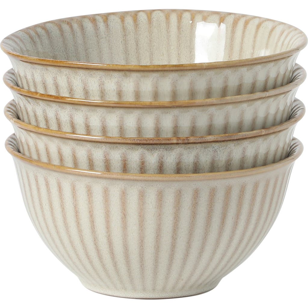 Gibson Elite Bistro Linea Stoneware Reactive Glaze Ribbed Cereal Bowl, Set Of 4 In Neutral