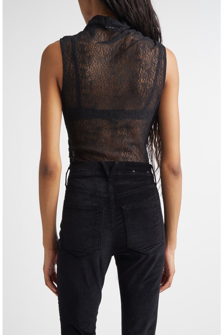 Mylie Lace Mock Neck Sleeveless Top, Alternate, color, BLACK