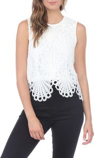 RAIN AND ROSE Embroidered Lace Tank Top