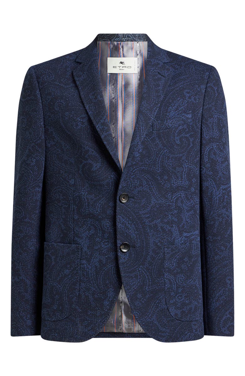 Etro Roma Paisley Jersey Sport Coat, Alternate, color, Printed Blue Base