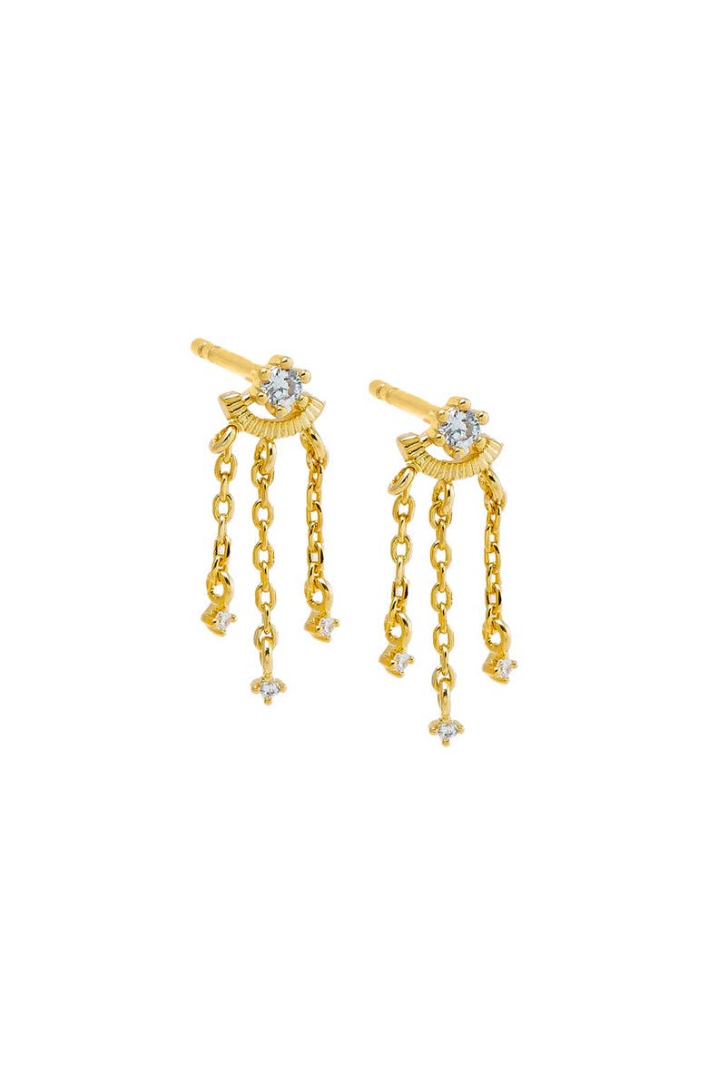 BY ADINA EDEN CZ Triple Chain Drop Stud Earring, Main, color, 