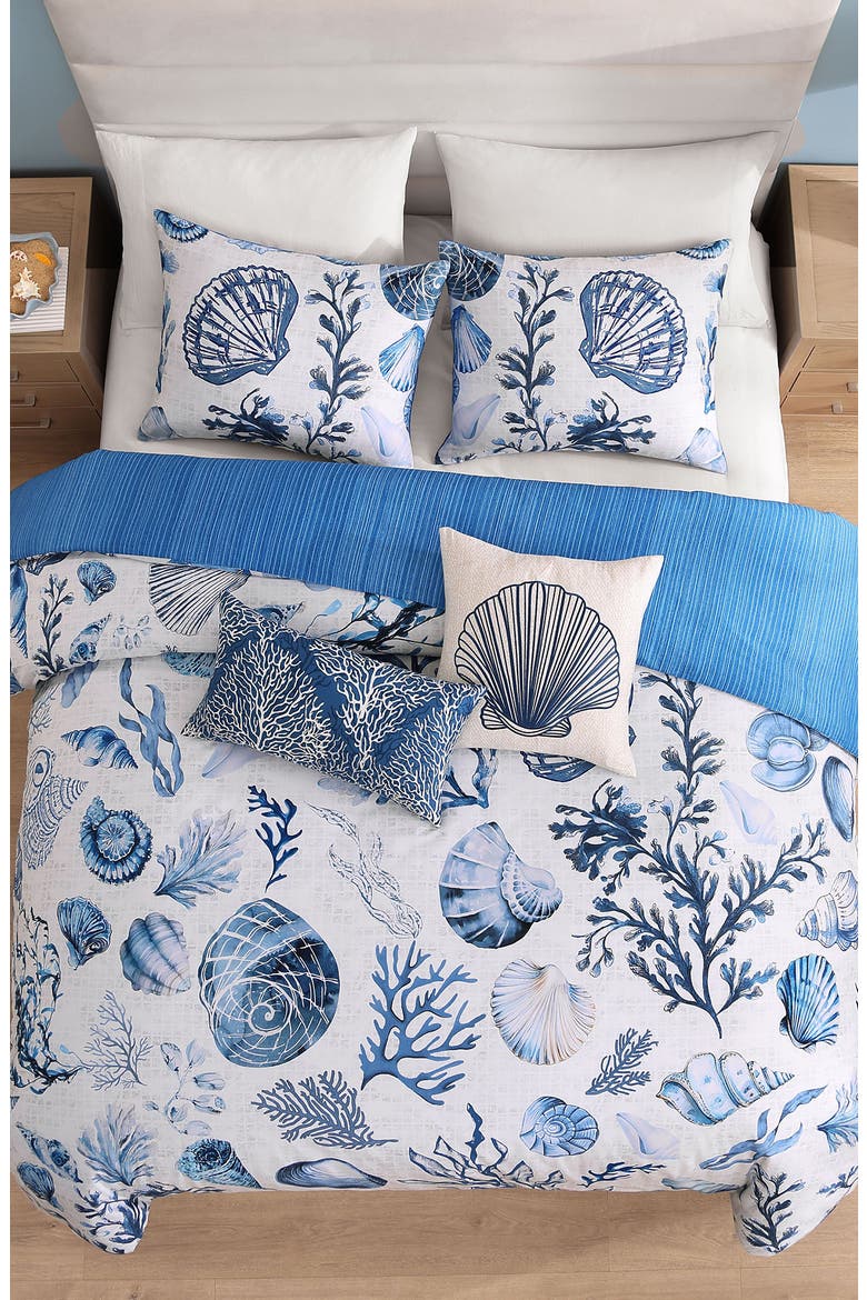 Shells and Seaplants Cotton Sateen Comforter Set, Alternate, color, BLUE