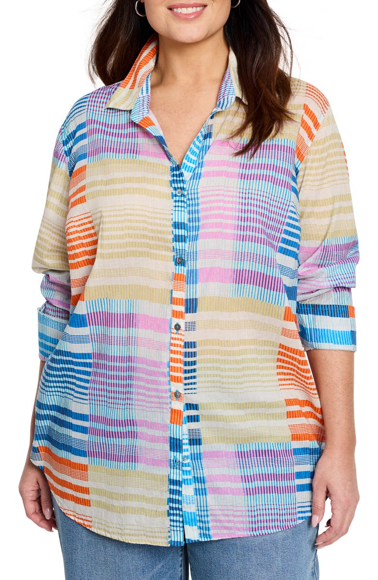 Sunset Stripe Cotton Button-Up Shirt
