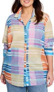 NIC+ZOE Sunset Stripe Cotton Button-Up Shirt