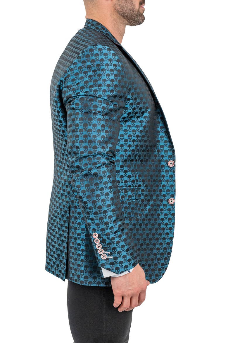 Skullrepeat Blue Jacquard Blazer, Alternate, color, BLUE