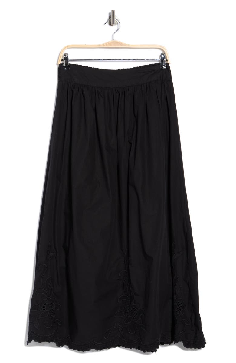 ELIE ELIE TAHARI Floral Embroidered Cotton Maxi Skirt, Alternate, color, Black
