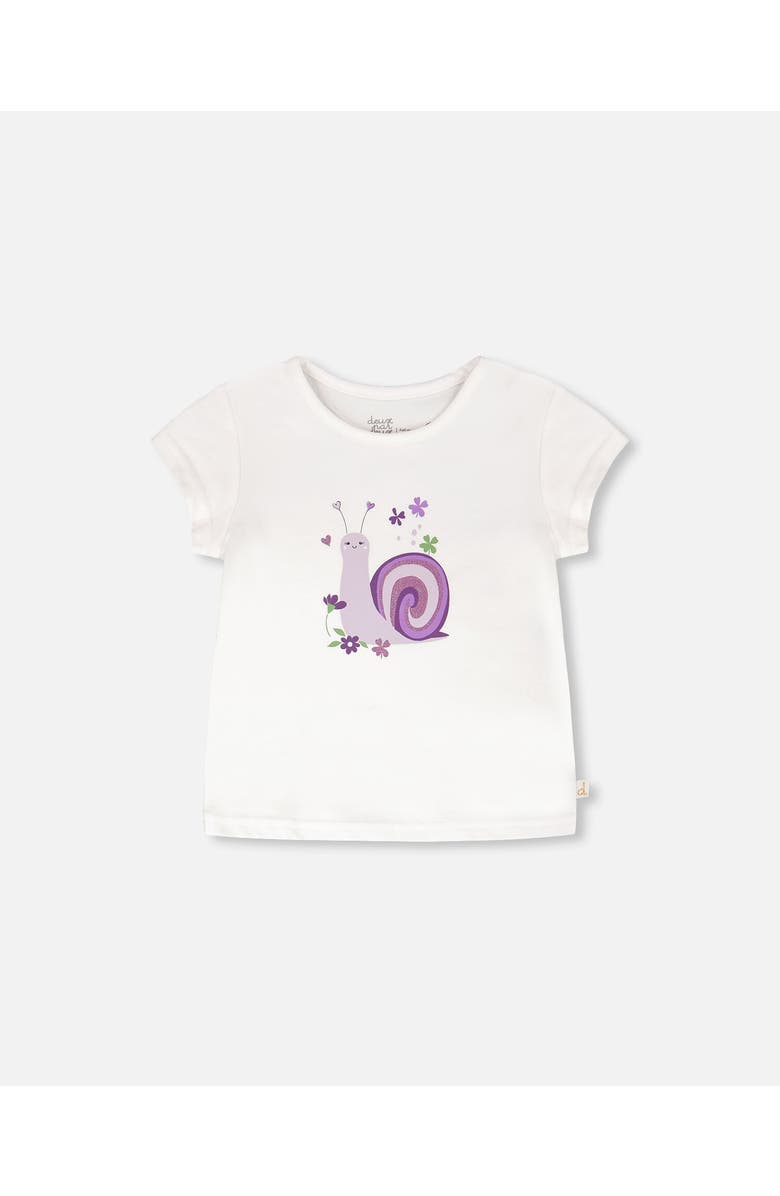 Deux par Deux Organic Cotton Jersey Snail T-Shirt, Main, color, White