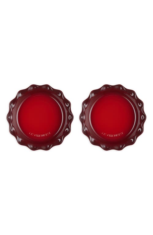 Le Creuset Set Of 2 9-inch Heritage Stoneware Pie Dishes In Cerise