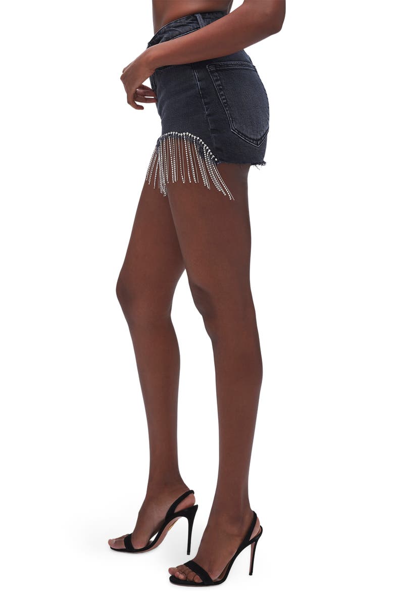 Good American Bombshell Diamond Denim Shorts, Alternate, color, 