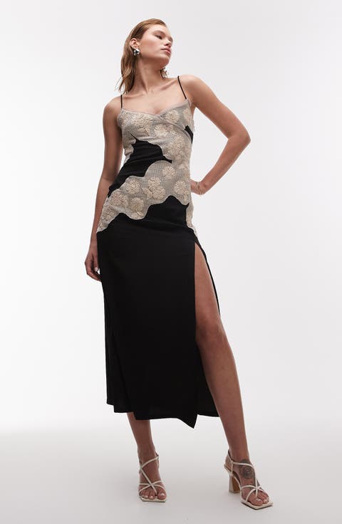 Embroidered Floral Cotton Midi Dress