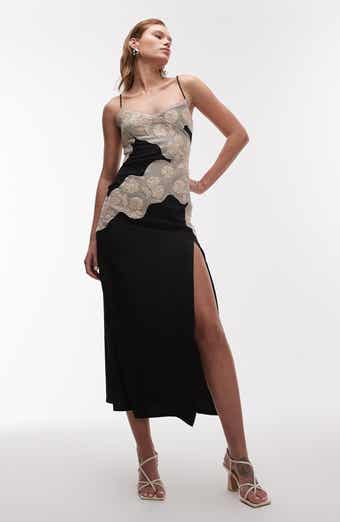 Topshop Embroidered Floral Cotton Midi Dress