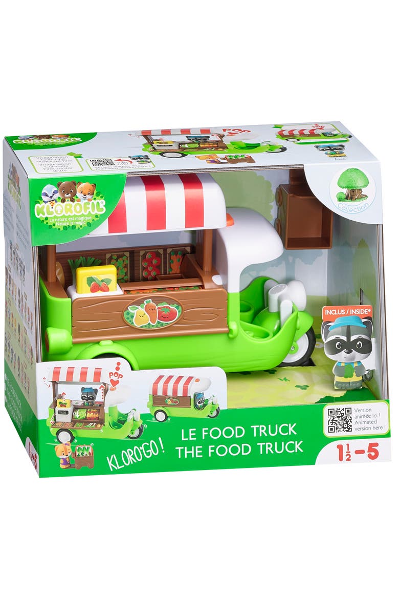 Food Truck 6 Piece Vehicle Playset, Raccoon Figure, Popup Roof, Main, color, Multicolored