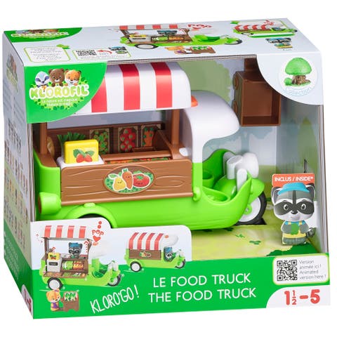 Food Truck 6 Piece Vehicle Playset, Raccoon Figure, Popup Roof