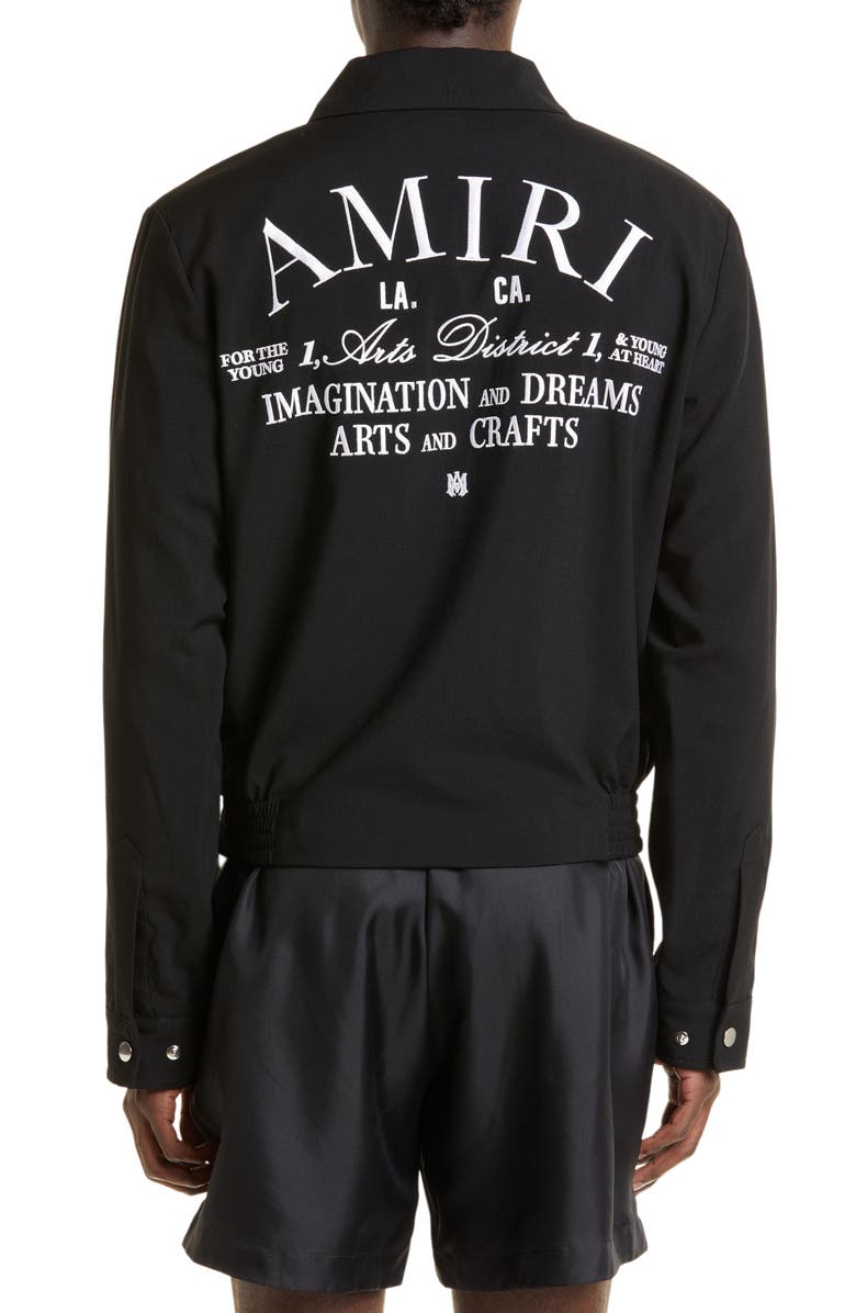 AMIRI Arts District Wool Blend Blouson Jacket, Alternate, color, Black