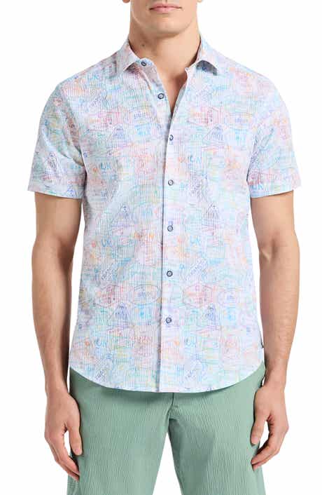 Robert Graham Passport Short Sleeve Cotton Seersucker Button-Up Shirt