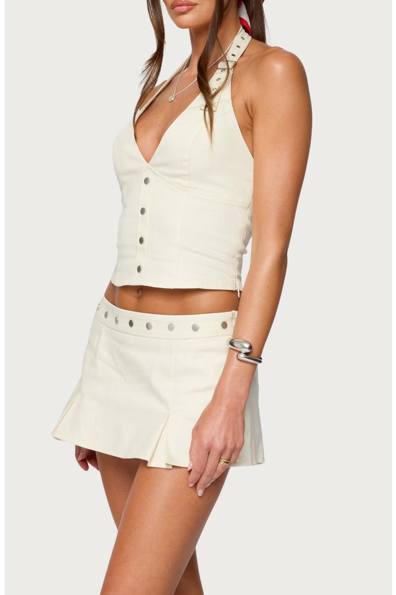 Keli Buckle Halter Crop Top, Alternate, color, CREAM