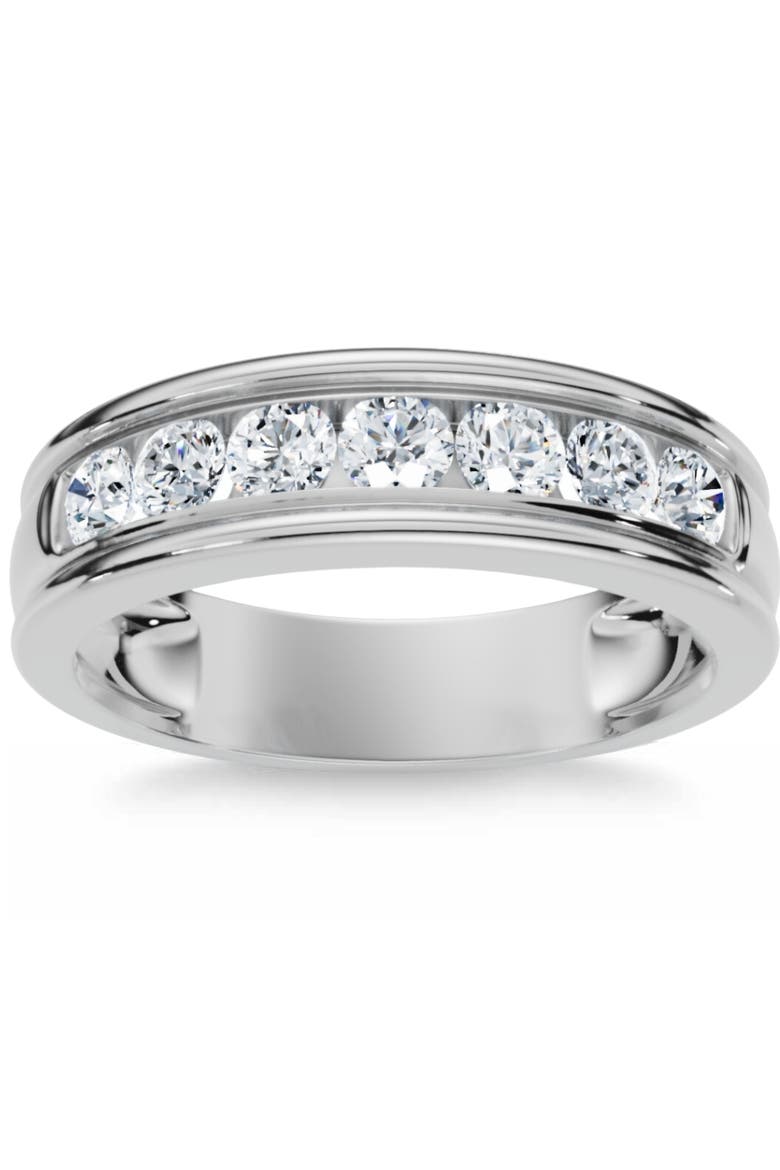 5/8 Ct Mens Diamond Brushed Wedding Gold Ring, Main, color, 10k White Gold