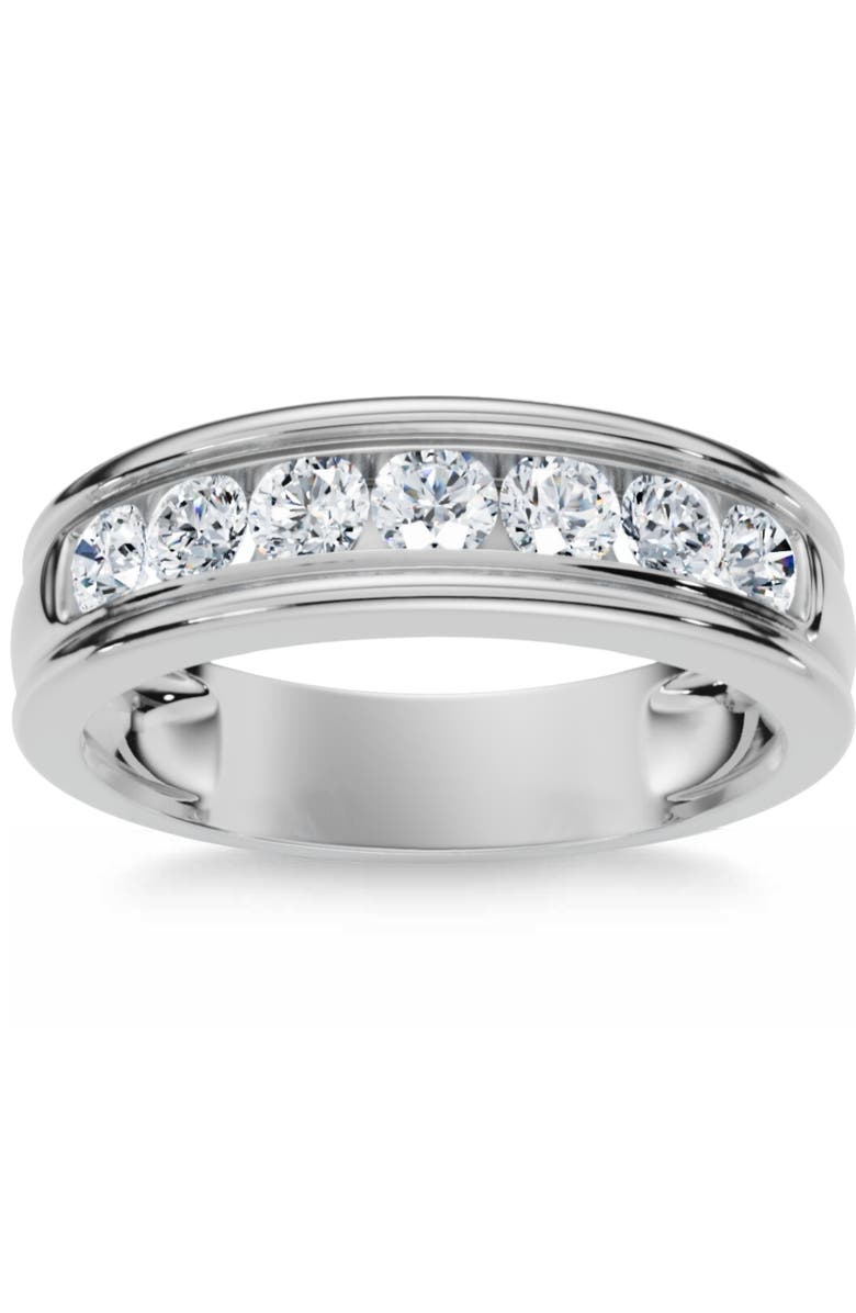 Bliss Diamond 5/8 Ct Mens Diamond Brushed Wedding Gold Ring, Main, color, 10K White Gold