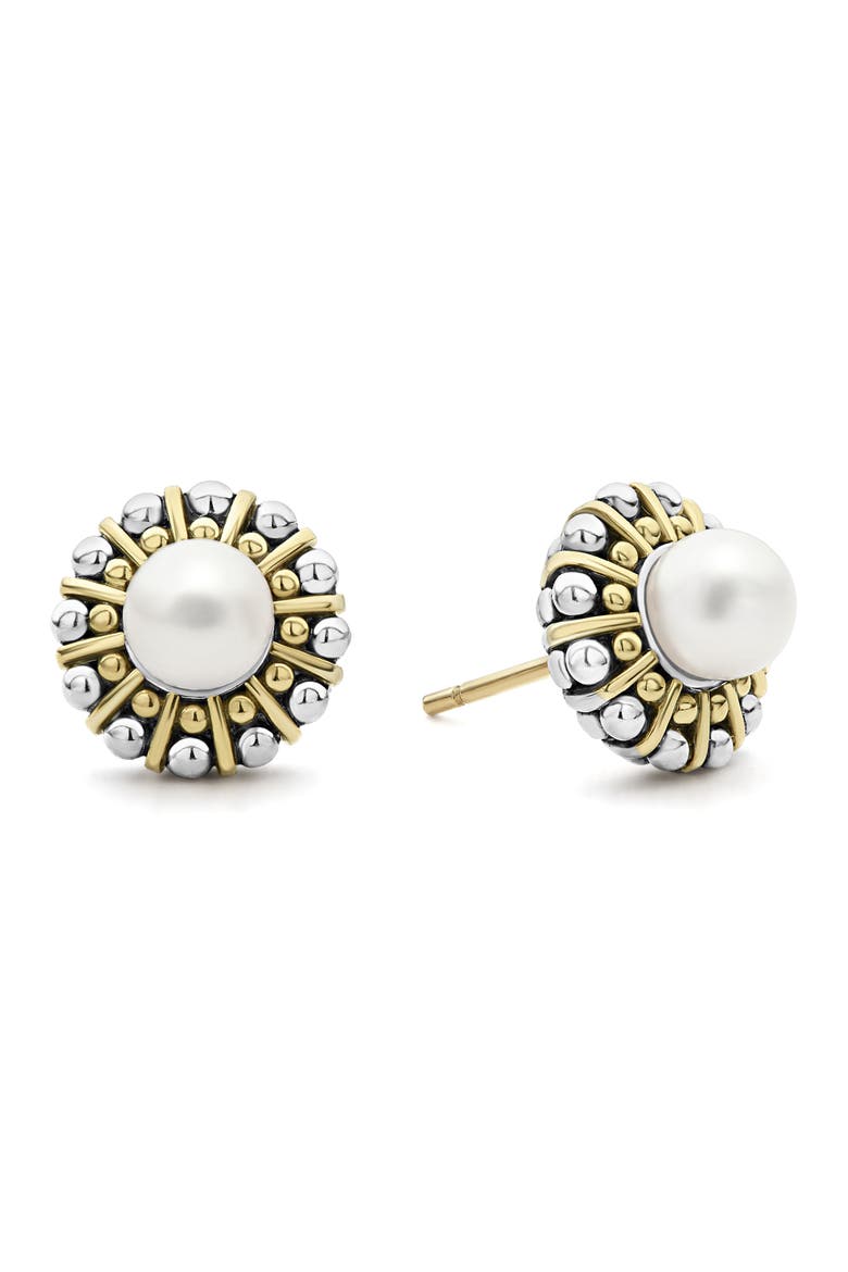 Luna Cultured Pearl Stud Earrings, Alternate, color, PEARL