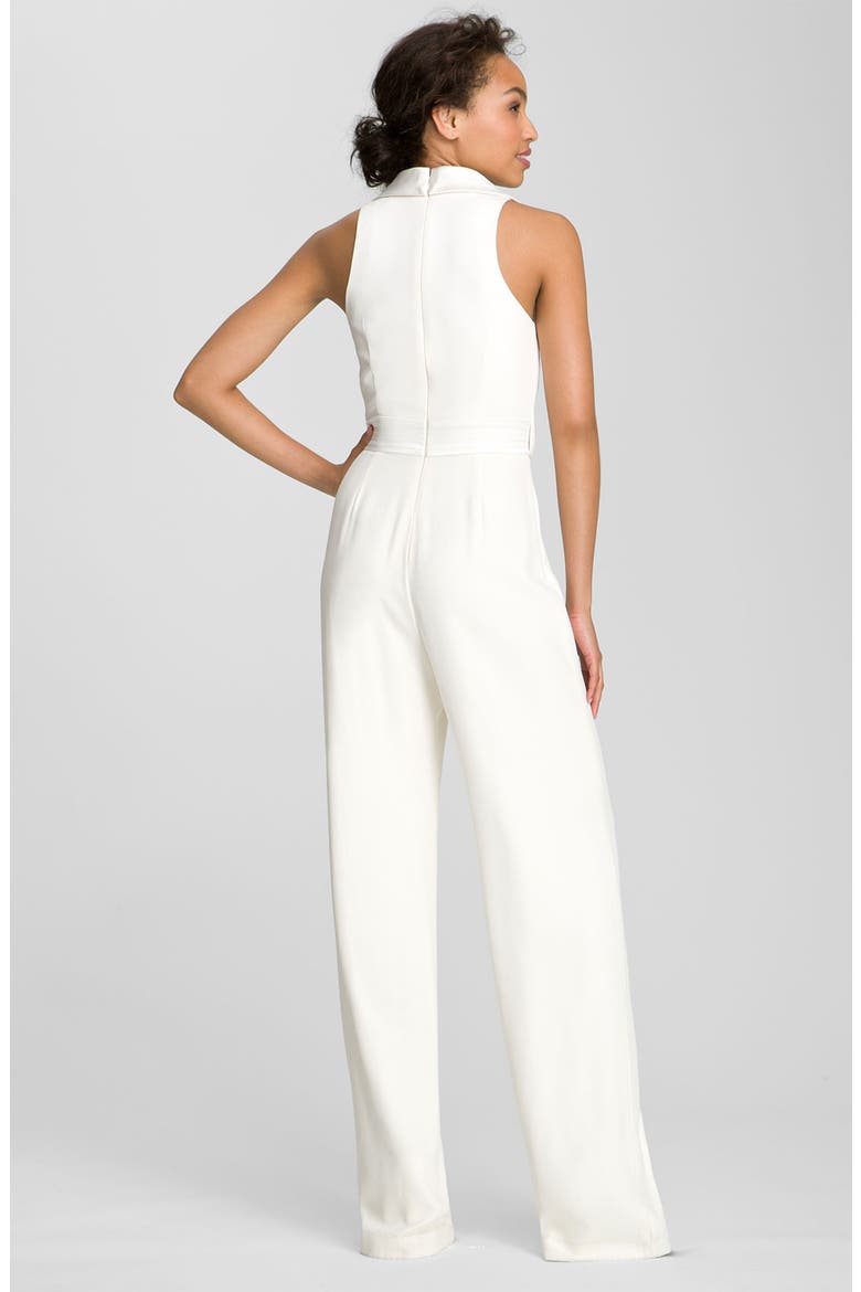 Tuxedo Style Silk Jumpsuit, Alternate, color, OFF WHITE