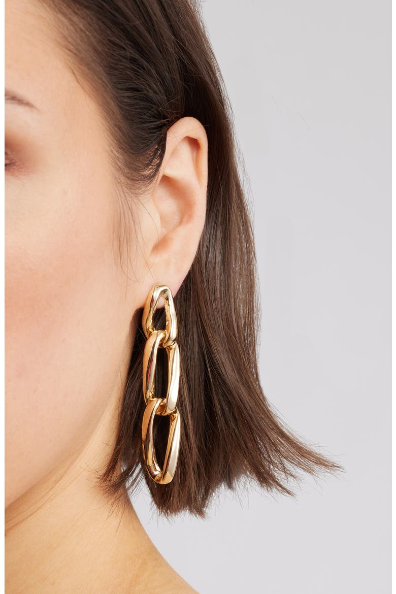 Curb Chain Linear Drop Earrings, Alternate, color, GOLD
