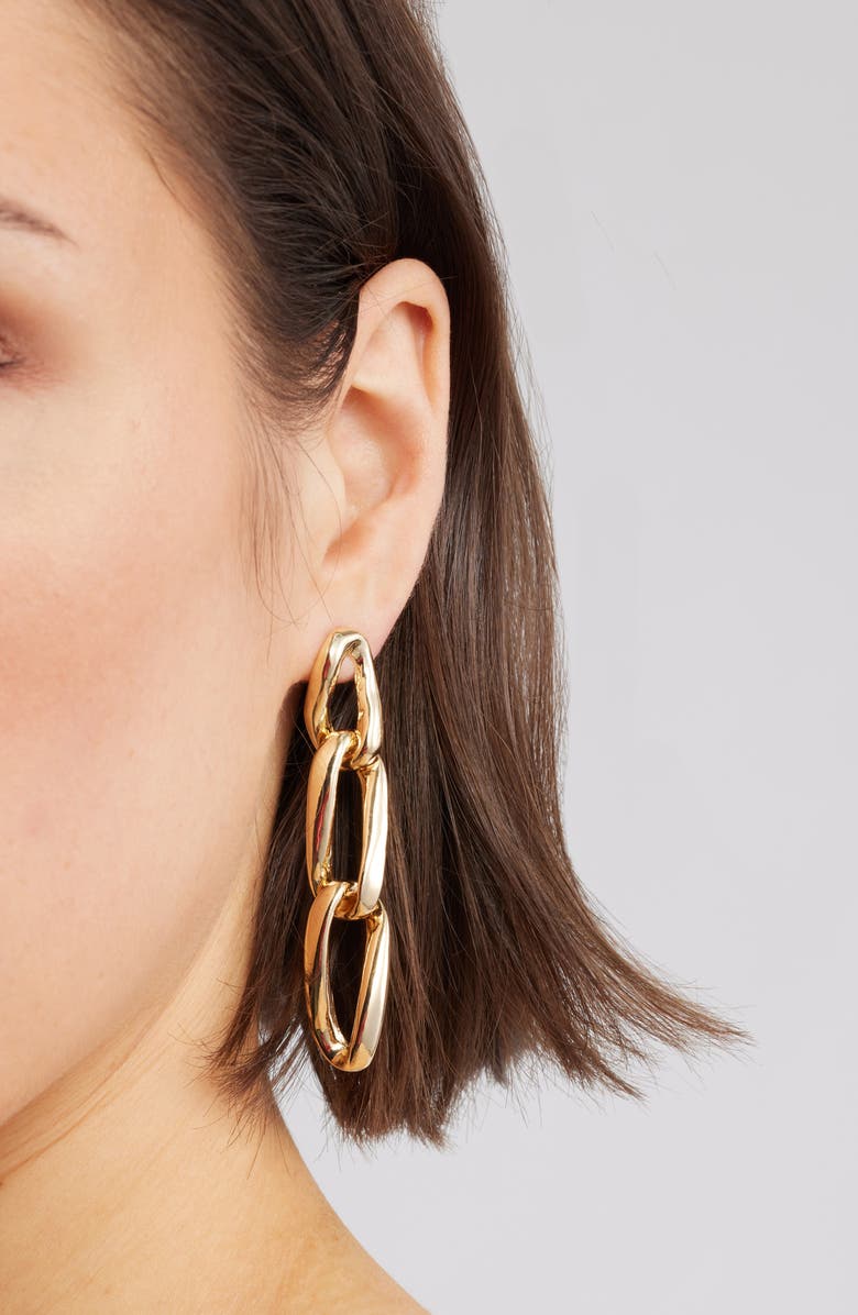 Nordstrom Curb Chain Linear Drop Earrings, Alternate, color, Gold