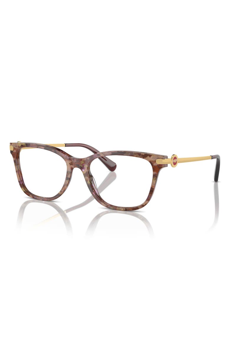 COACH 49mm Rectangular Optical Glasses, Alternate, color, Petal Tortoise / Demo Lens