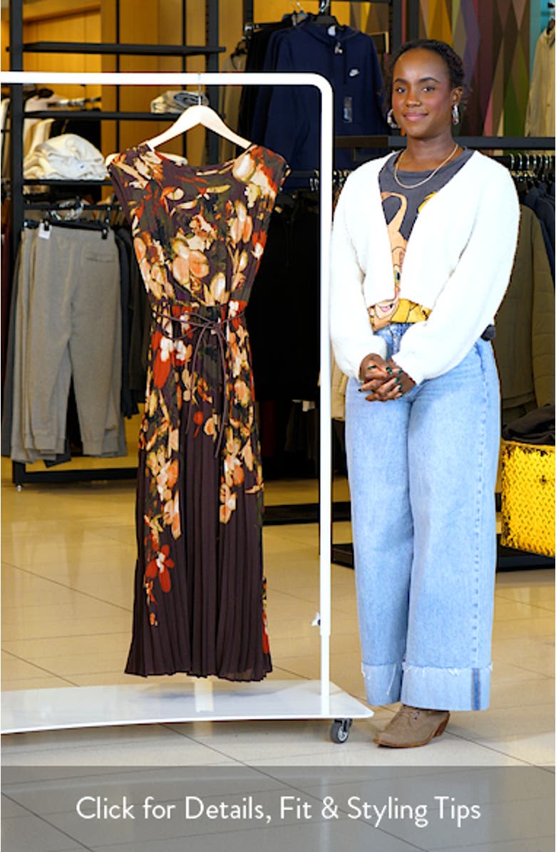 Floral Sleeveless Pleated Midi Dress, sales video thumbnail