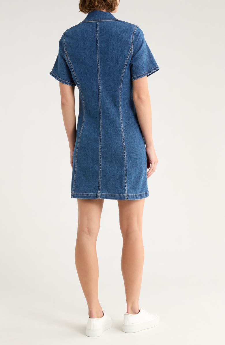 Habitual Short Sleeve Zip Front Denim Minidress, Alternate, color, Reef