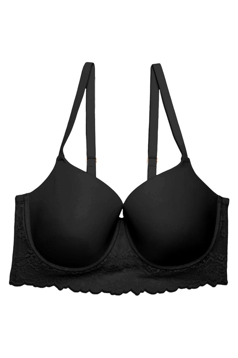Heavenly Full Coverage Longline Bra, Alternate, color, BLACK