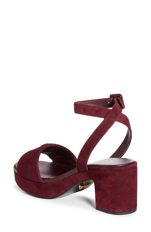 Prada Logo Platform Sandal In Burgundy