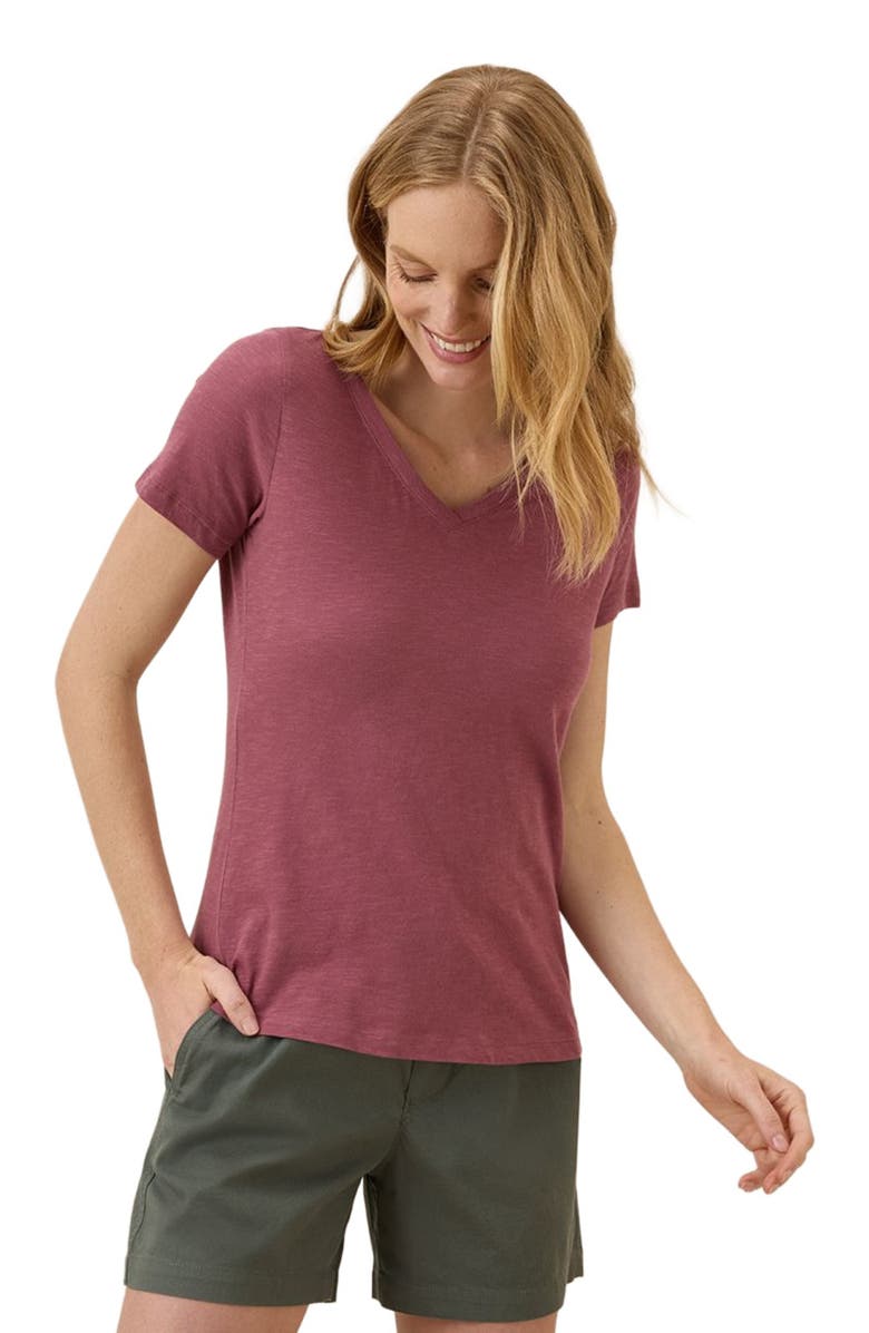 Pact Organic Cotton Featherweight Slub V-Neck Tee, Main, color, Mauve