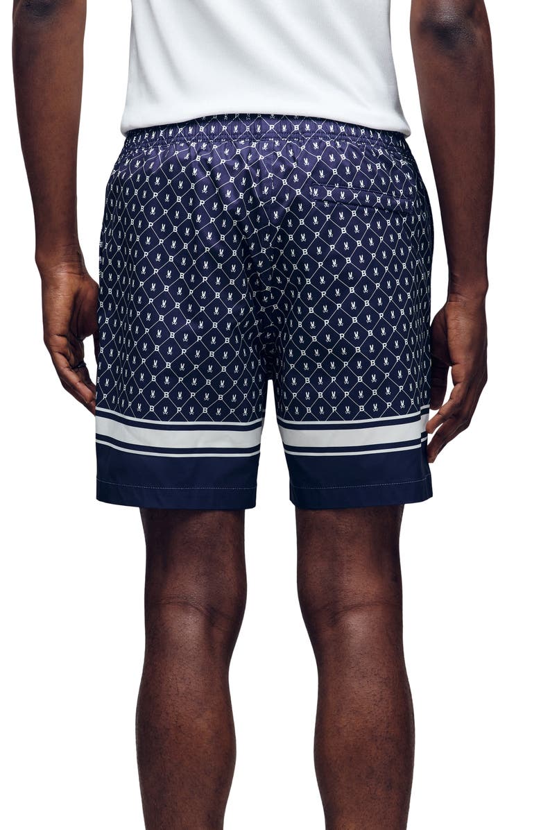 Psycho Bunny Hunter Bunny Print Swim Trunks, Alternate, color, 