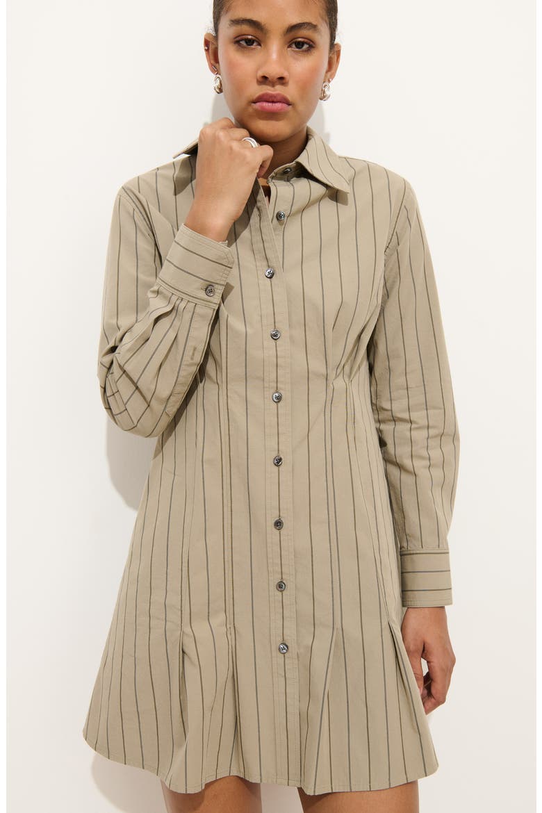 Camille Striped Shirtdress, Alternate, color, KHAKI STRIPE