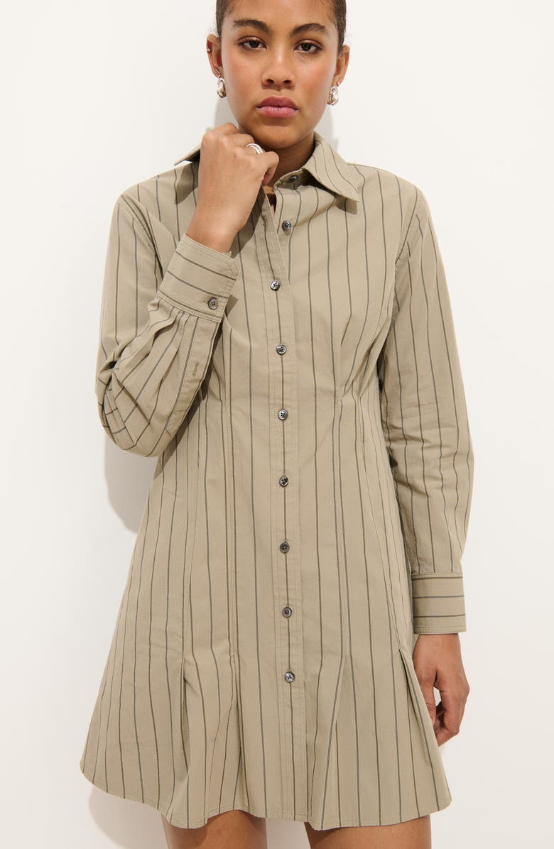 Alex Mill Camille Striped Shirtdress, Alternate, color, Khaki Stripe