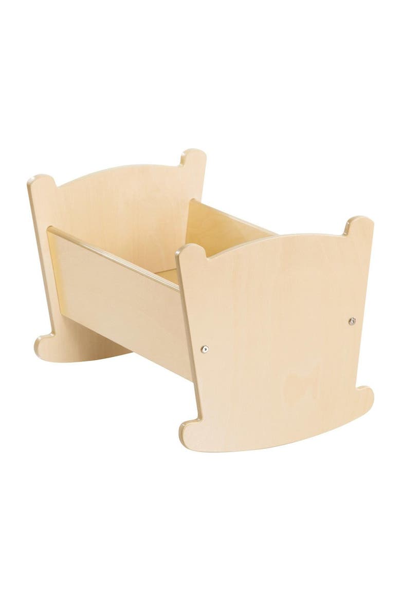 Wooden Doll Cradle with Pillow and Blanket, Alternate, color, Multicolor