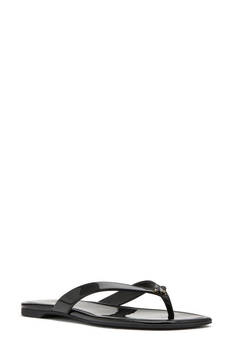 spade flower patent leather flip flop (Women)